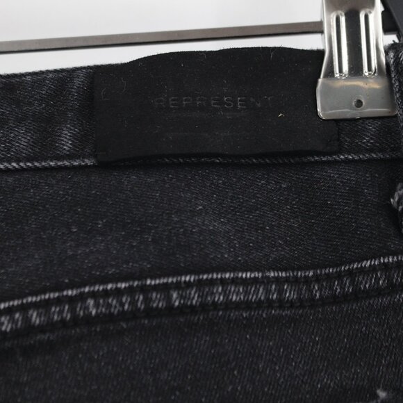 Represent Jeans Mens 30 Repairer Selvedge Vintage Black Ankle Zip Distressed - Picture 7 of 15